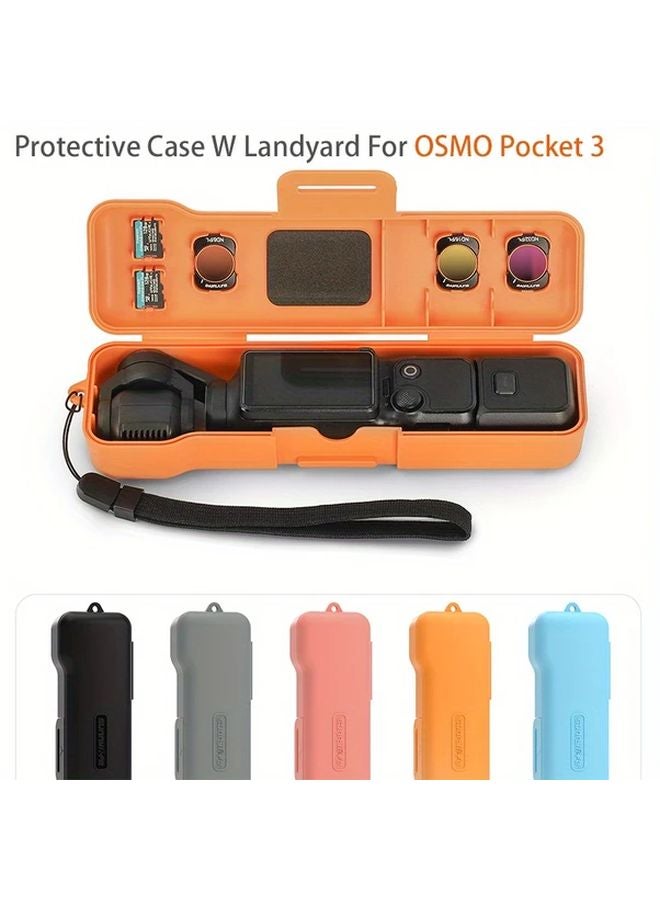 Blue DJI Osmo Pocket 3 Protective Case Durable Drop Proof Cover with Lanyard - Image 2