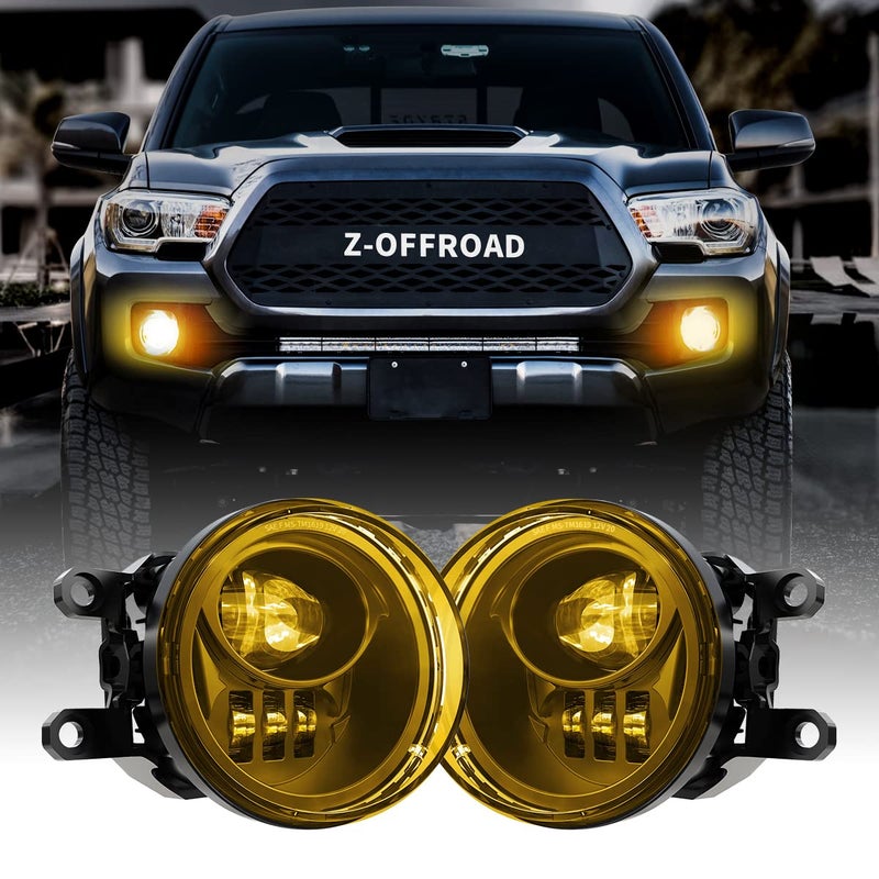 Z-OFFROAD Yellow LED Fog Lights Assembly with Clear Lens for 2016-2022 Tacoma 2009-2013 Camry Corolla 2014-2022 4Runner 2014-2019 Tundra Amber Golden Yellow Bumper Driving Lamps Replacement - Image 1