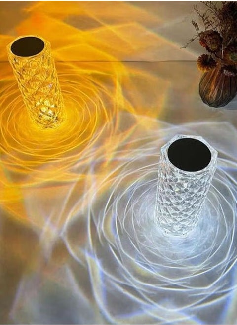 LED Crystal Table Lamp With Diamond Design Acrylic Lamp Adjustable Multi Color Clear