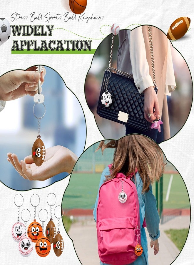 Arrowbash 12 Pcs Mini Face Stress Balls Keychain for Boys Girls Sport Face Stress Relief Squeeze Toys Keychain for School Reward Party Bag Gift Fillers Party Favors Birthday Gift - Image 4