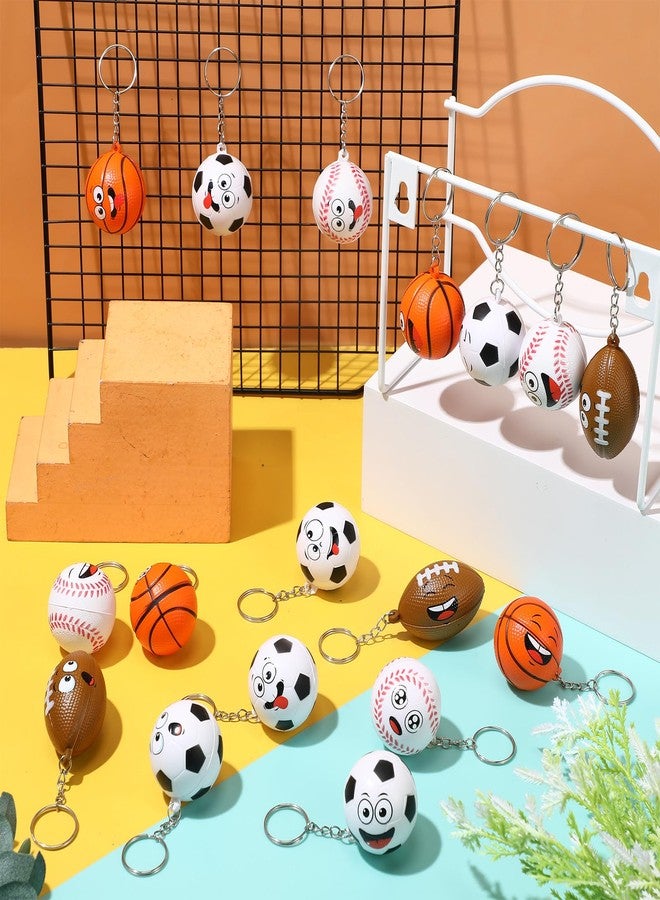 Arrowbash 12 Pcs Mini Face Stress Balls Keychain for Boys Girls Sport Face Stress Relief Squeeze Toys Keychain for School Reward Party Bag Gift Fillers Party Favors Birthday Gift - Image 5