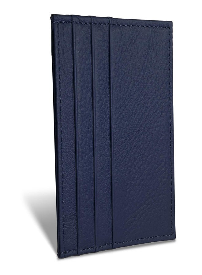 WOXVM Credit Card Holder Wallet RFID Blocking Slim Credit Card Cases Holder Premium Leather Minimalist Front Pocket Small Wallet with 6 Card Slots and 1 Pockets for Men Women (Navy Blue), Navy Blue, - Image 1
