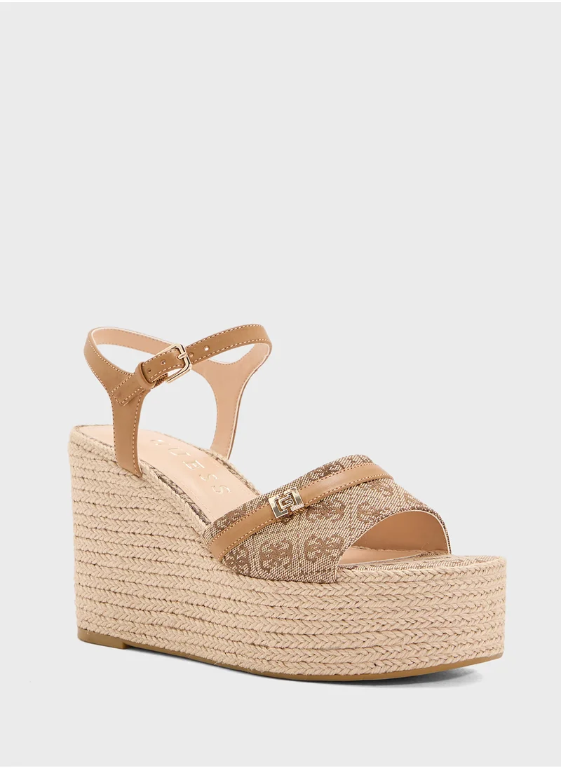 GUESS Ankle Strap High Heel Wedges Sandals