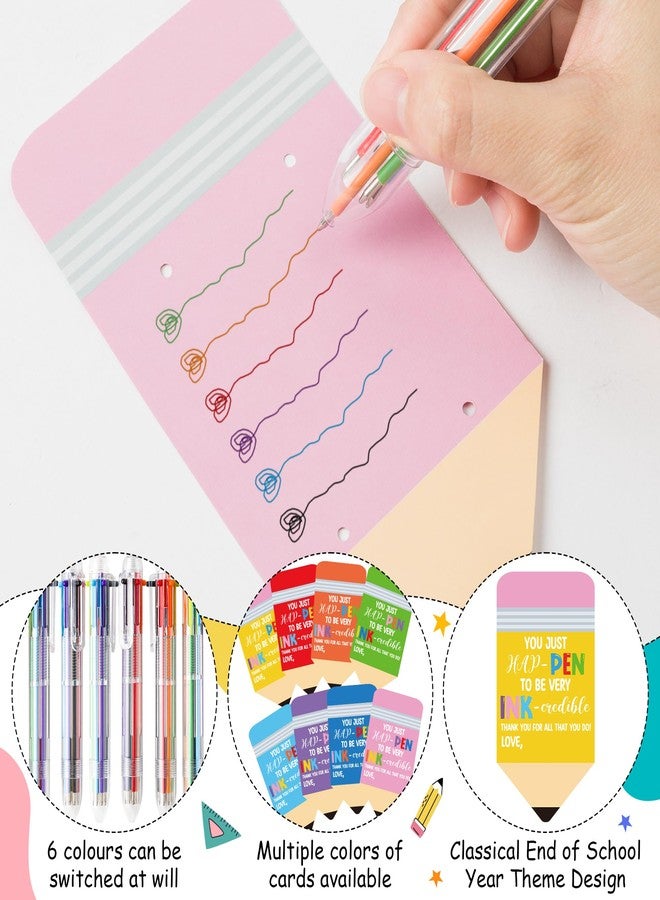 CPicdn 32 Set End of Year Student Gift, Retractable Ballpoint Pen and Pencil Shaped Card Set, 0.5mm 6-in-1 Multi color Ballpoint Pen Classroom Prizes School Supplies Children Gift Kids Party Favor - Image 3