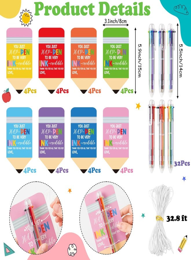 CPicdn 32 Set End of Year Student Gift, Retractable Ballpoint Pen and Pencil Shaped Card Set, 0.5mm 6-in-1 Multi color Ballpoint Pen Classroom Prizes School Supplies Children Gift Kids Party Favor - Image 2