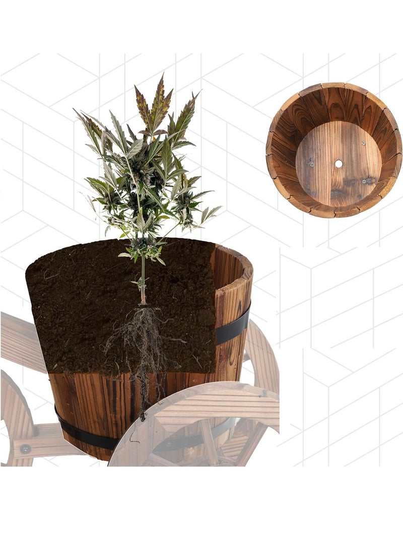 𝐅𝐅𝐃 Rustic Wooden Bicycle Planter – Vintage Tricycle Flower Cart with Wheels, Decorative Garden Plant Stand for Indoor & Outdoor, Wooden Flower Pot Holder for Patio, Lawn, Balcony, Backyard Décor - Image 4