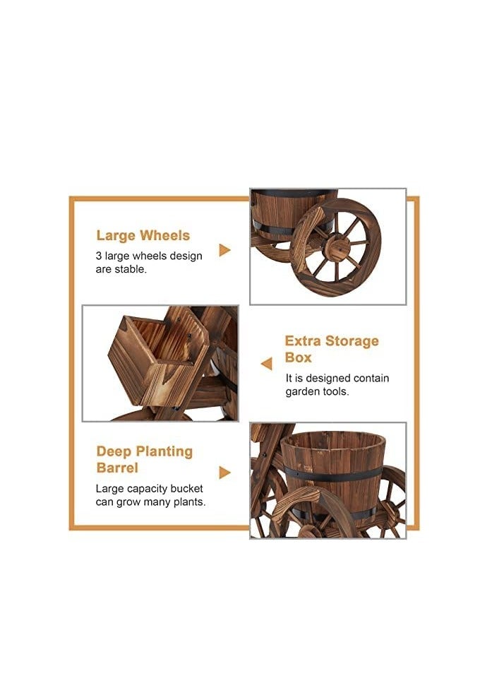 𝐅𝐅𝐃 Rustic Wooden Bicycle Planter – Vintage Tricycle Flower Cart with Wheels, Decorative Garden Plant Stand for Indoor & Outdoor, Wooden Flower Pot Holder for Patio, Lawn, Balcony, Backyard Décor - Image 5