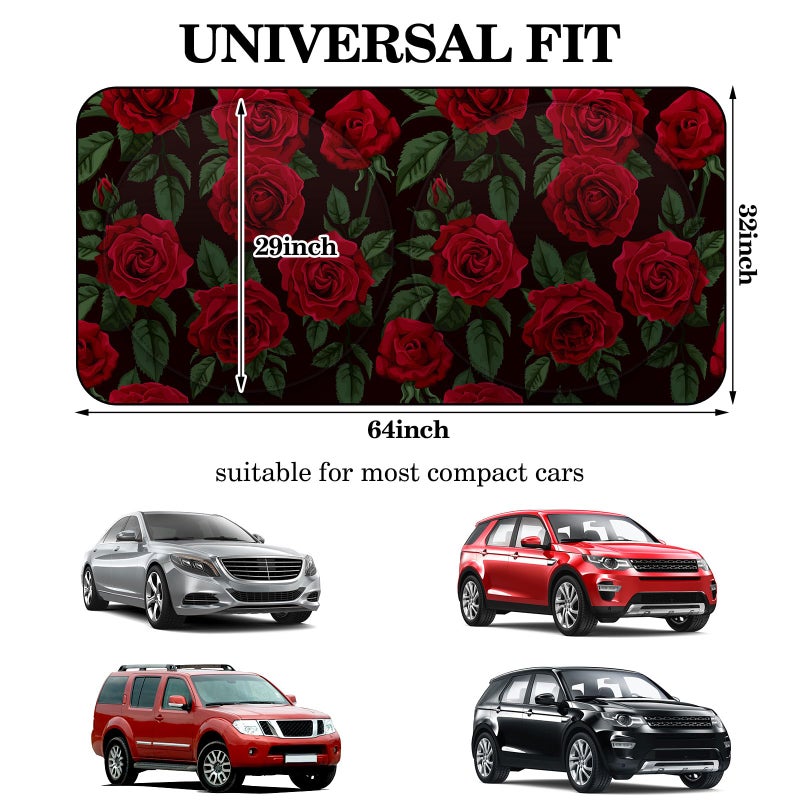 Woanger Windshield Sun Shade Foldable Car Front Window Covers for Car Accessories Sun Heat UV Rays Visor Protector Protection for Universal Cars SUV Truck (Rose) - Image 3