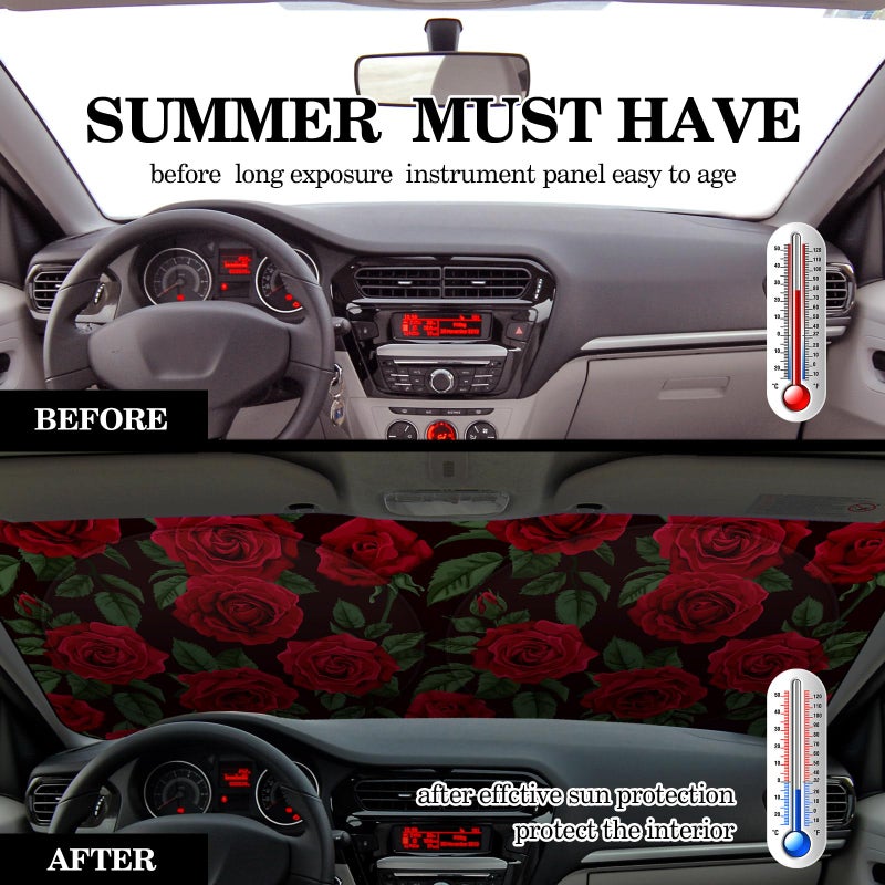 Woanger Windshield Sun Shade Foldable Car Front Window Covers for Car Accessories Sun Heat UV Rays Visor Protector Protection for Universal Cars SUV Truck (Rose) - Image 4
