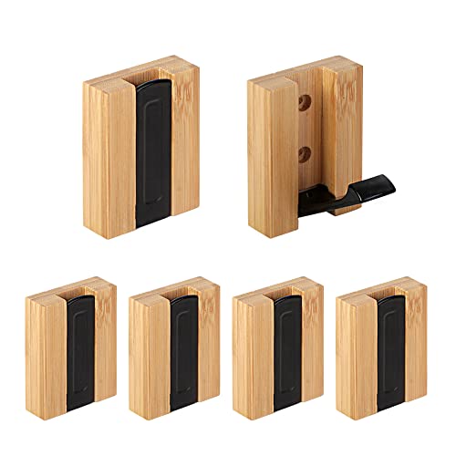 JSVER Wooden Wall Hooks Wall Mounted Wall Hooks, Single Organizer Hook Rack, Folding Wood Wall Hangers, Wall Coat Rack Hooks for Hanging Clothes, Hats, Bags, Towels, Keys (6PCS/Set) - Image 1