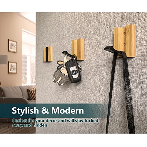 JSVER Wooden Wall Hooks Wall Mounted Wall Hooks, Single Organizer Hook Rack, Folding Wood Wall Hangers, Wall Coat Rack Hooks for Hanging Clothes, Hats, Bags, Towels, Keys (6PCS/Set) - Image 2