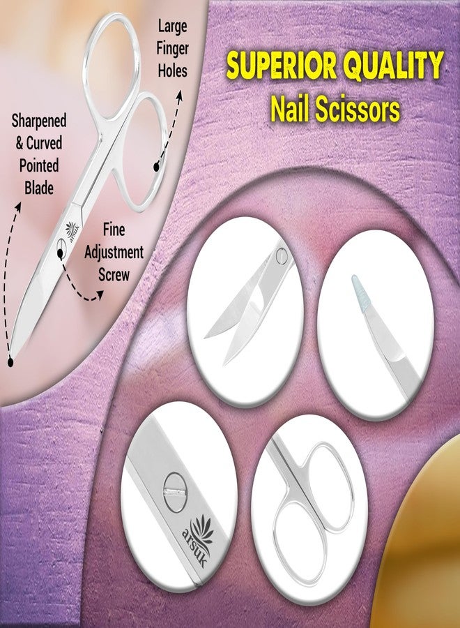 ARSUK Nail Scissors Curved for Women Men Fingernail & Toe Nail Trimming- Fingernail Scissors for Nail Tips & Multi Purpose Small Scissors for Nails Sharp Stainless Steel Tijeras Para Uñas - Image 5