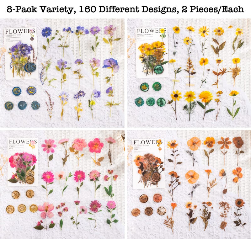 Knaid Pressed Flower Themed Stickers Set (320 Pieces) Dried Flowers Resin Stickers Decals Floral Botanical Journaling Stickers for Scrapbook Supplies Junk Journal Bullet Journal Planner Laptops - Image 3