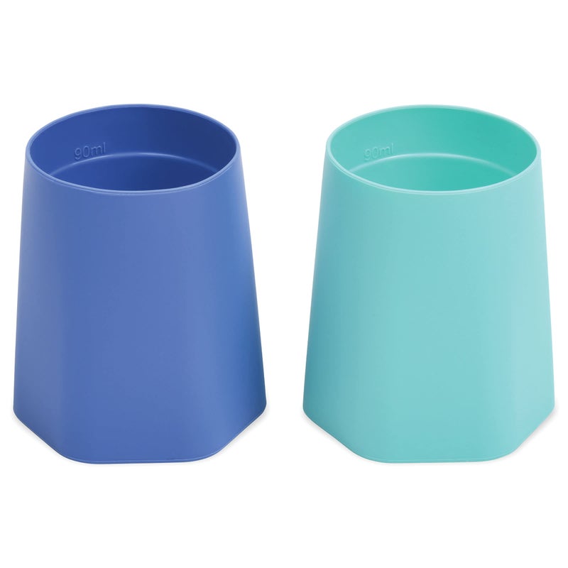 Tiny Twinkle Silicone Baby Cup 2 Pack - Open Training Cup for Independent Drinking, 4 oz (Blue, Mint) - Image 1