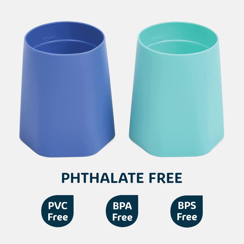 Tiny Twinkle Silicone Baby Cup 2 Pack - Open Training Cup for Independent Drinking, 4 oz (Blue, Mint) - Image 3