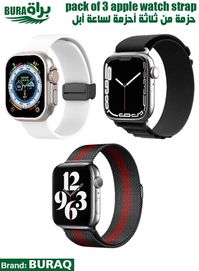 BURAQ Apple Watch Band Strap For Apple Watch Ultra 2/Ultra 49mm, Series 10 46mm, 9/8/7 45mm, SE2/SE/6/5/4 44mm, 3/2/1 42mm