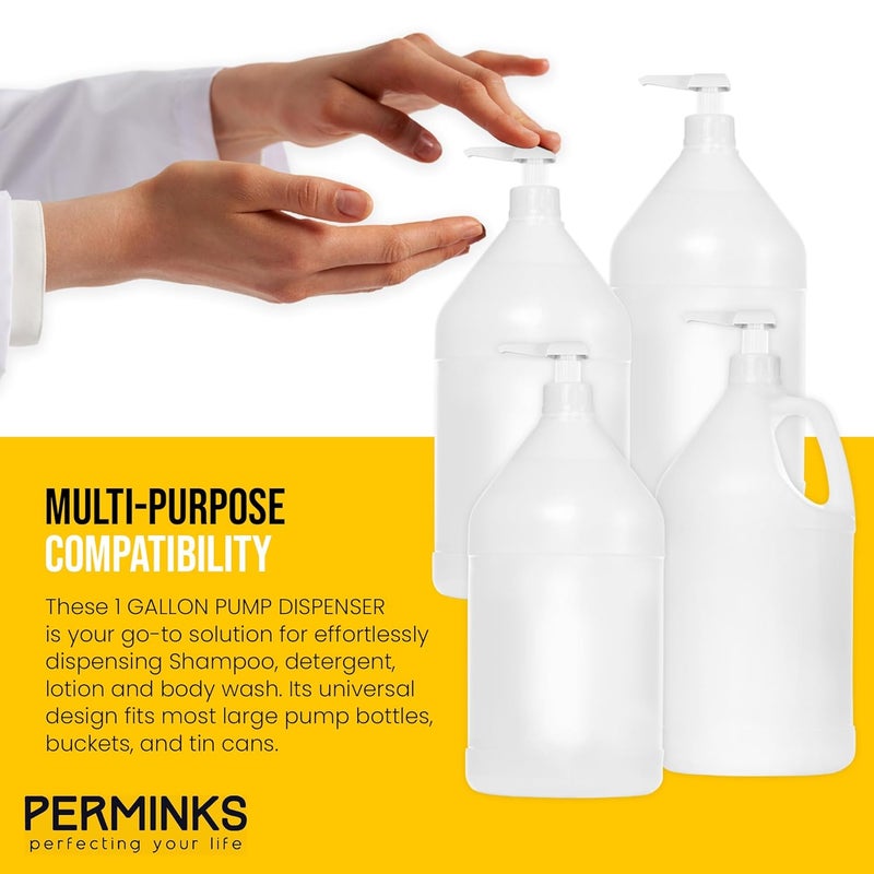 PERMINKS 1 Gallon Pump Dispenser - Gallon Pump for Shampoo, Detergent, Lotion & Body Wash, Liquid Dispenser Pump for Condiments, Syrups & Flavorings, Pump Dispenser for Epoxy, Glue and Paints - 4 Pack - Image 5