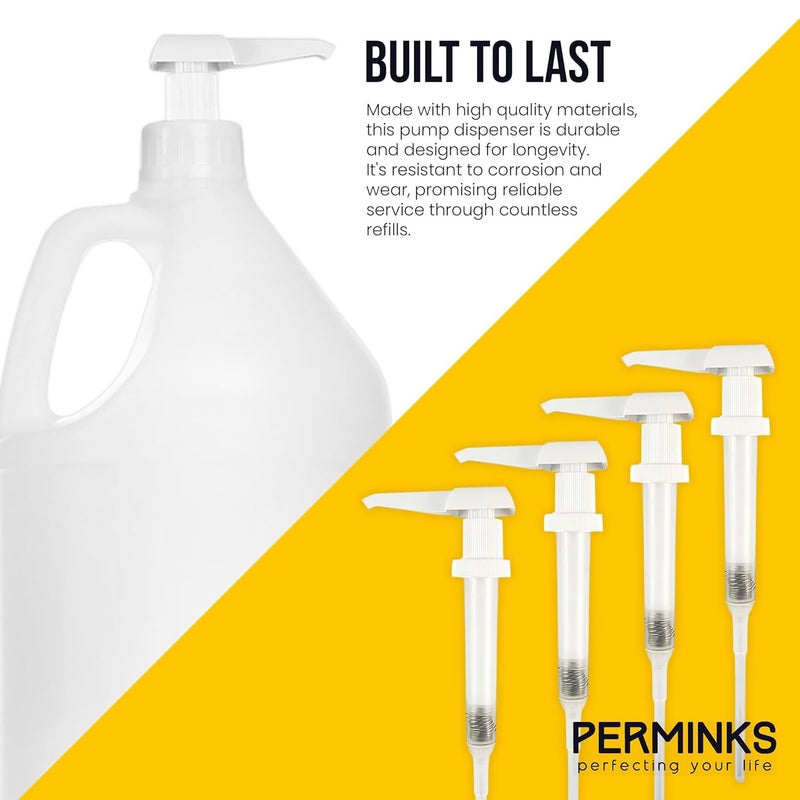 PERMINKS 1 Gallon Pump Dispenser - Gallon Pump for Shampoo, Detergent, Lotion & Body Wash, Liquid Dispenser Pump for Condiments, Syrups & Flavorings, Pump Dispenser for Epoxy, Glue and Paints - 4 Pack - Image 2