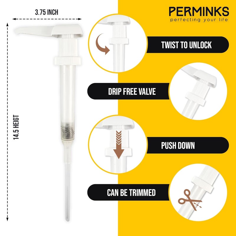 PERMINKS 1 Gallon Pump Dispenser - Gallon Pump for Shampoo, Detergent, Lotion & Body Wash, Liquid Dispenser Pump for Condiments, Syrups & Flavorings, Pump Dispenser for Epoxy, Glue and Paints - 4 Pack - Image 3