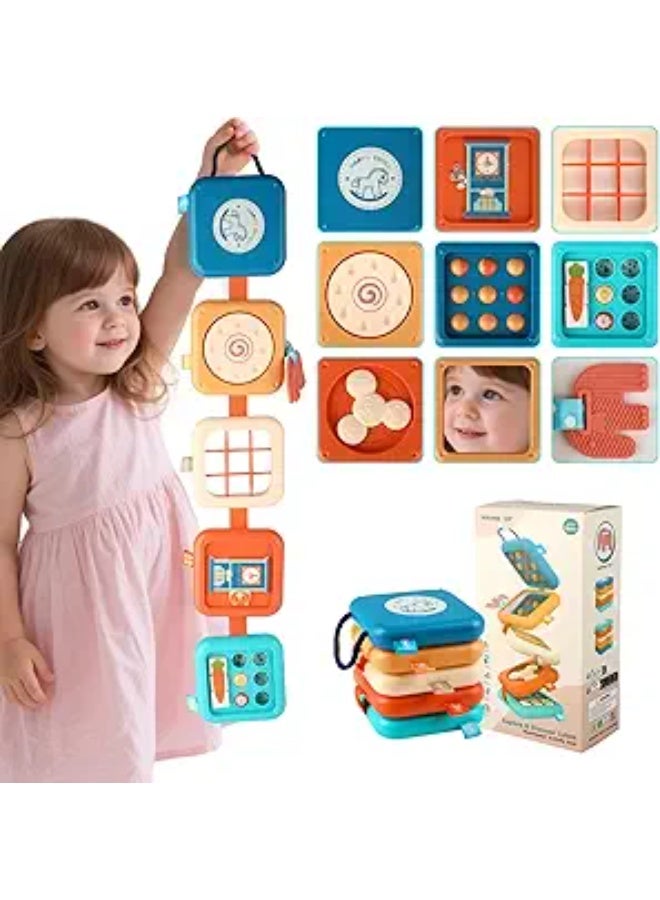 Toldder Busy Board, Montessori Sensory Travel Toys,Toddlers Busy Board Baby Toys,Airplane/Plane/Car Travel Activities,Montessori Busy Board Activity Cube with Fine Motor Skills,Busy Cube Educational Activity Toy, ,Learning Gifts for 18 months+ Boys and Girls - Image 1