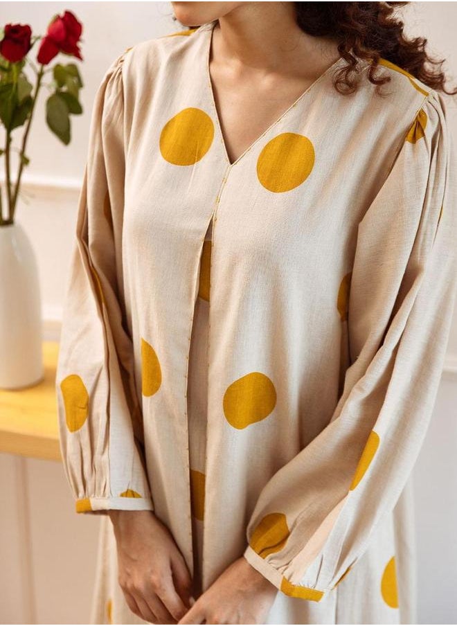 ISHIN Geometric Print V Neck A-Line Kurta and Pants Set by Styli  - Image 3