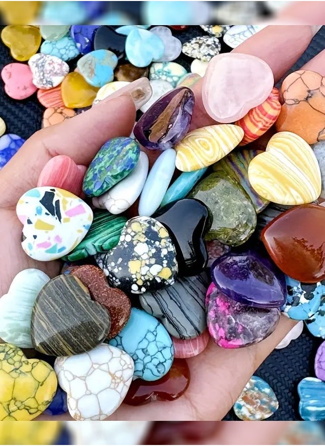 Haidue - Vibrant Heart Crystal Gemstones 15pcs - Symbolize Love And Harmony - Spiritual Balance, Meditation Aid, Perfect Gift, Unleash Creativity In DIY Jewelry Decorations Beautiful Random Colors - Image 1