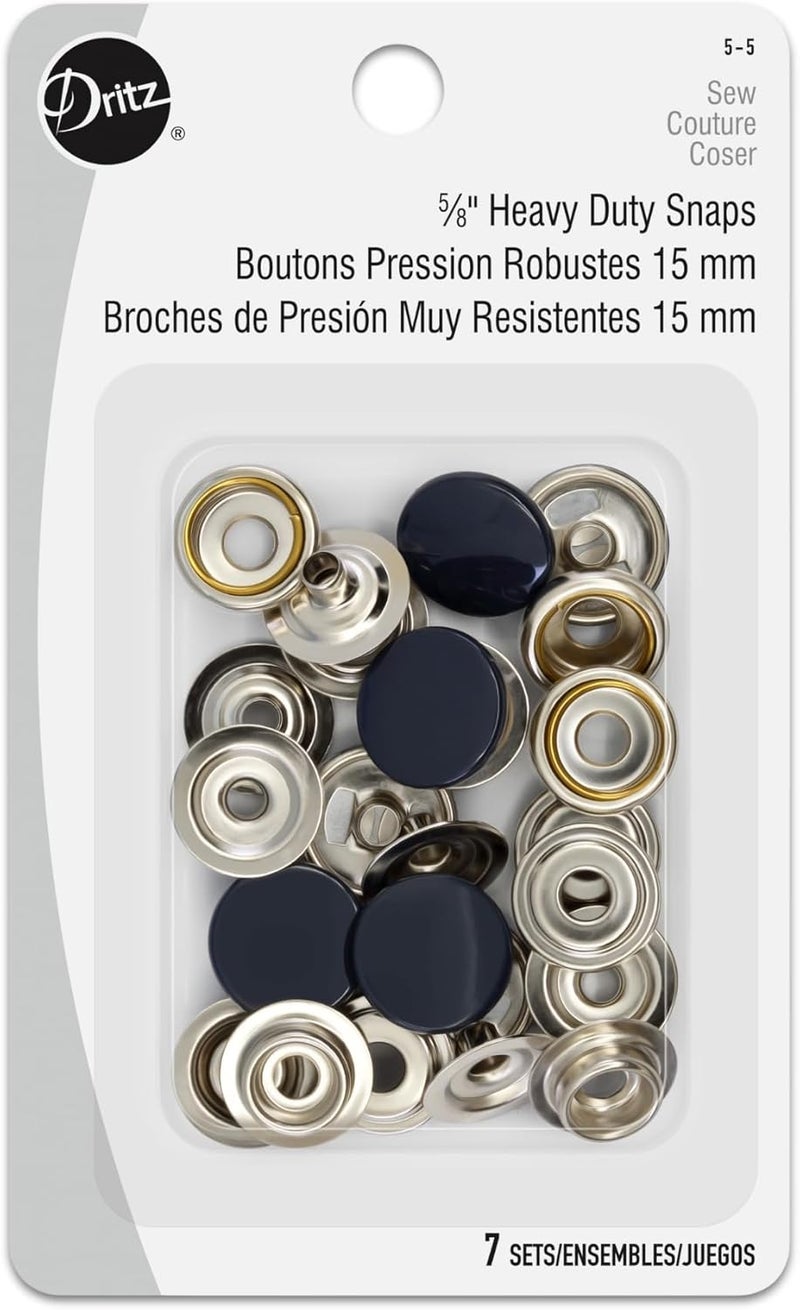 Dritz 5-5 Heavy Duty Snaps, Navy, Size 24 (5/8-Inch) 7-Sets - Image 1