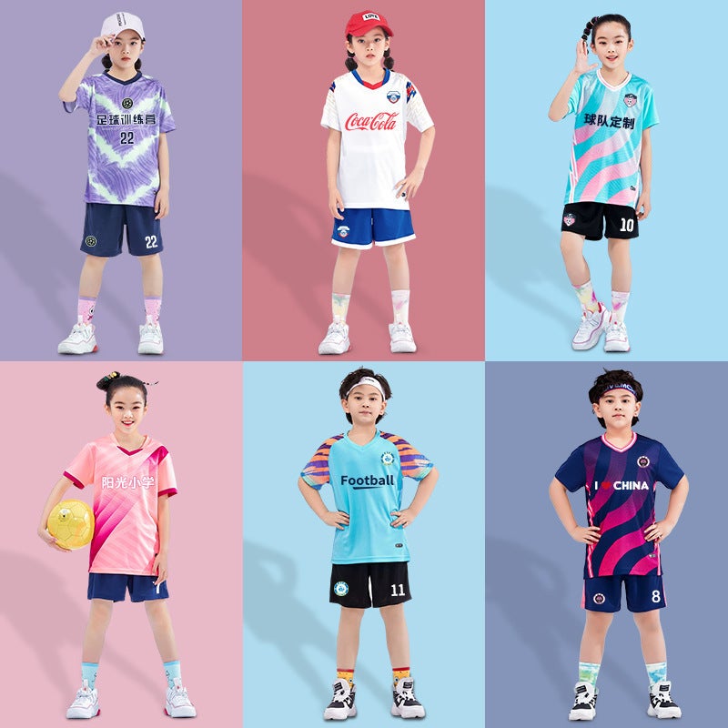 Children'S Football Clothing Suit Primary School Students' Football Training Clothing Summer Children'S Sports Team Clothing Short-Sleeved Jersey - Image 2