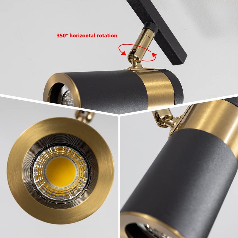 Fulesi 3-Light Track Lighting, Black Ceiling Spot Lighting with Rotatable Light Head & GU10 Bulbs, Indoor Spotlight Fixtures for Living Room Hallway Studio - Image 2