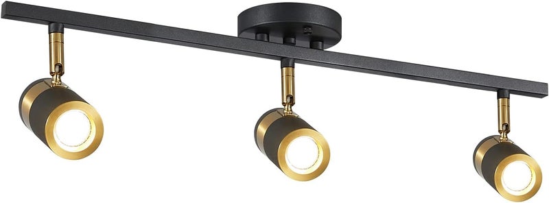 Fulesi 3-Light Track Lighting, Black Ceiling Spot Lighting with Rotatable Light Head & GU10 Bulbs, Indoor Spotlight Fixtures for Living Room Hallway Studio - Image 1