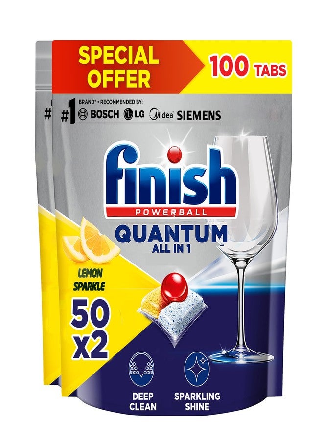 Finish Powerball Quantum Dishwasher Detergent, Lemon 50 x 2 Tabs