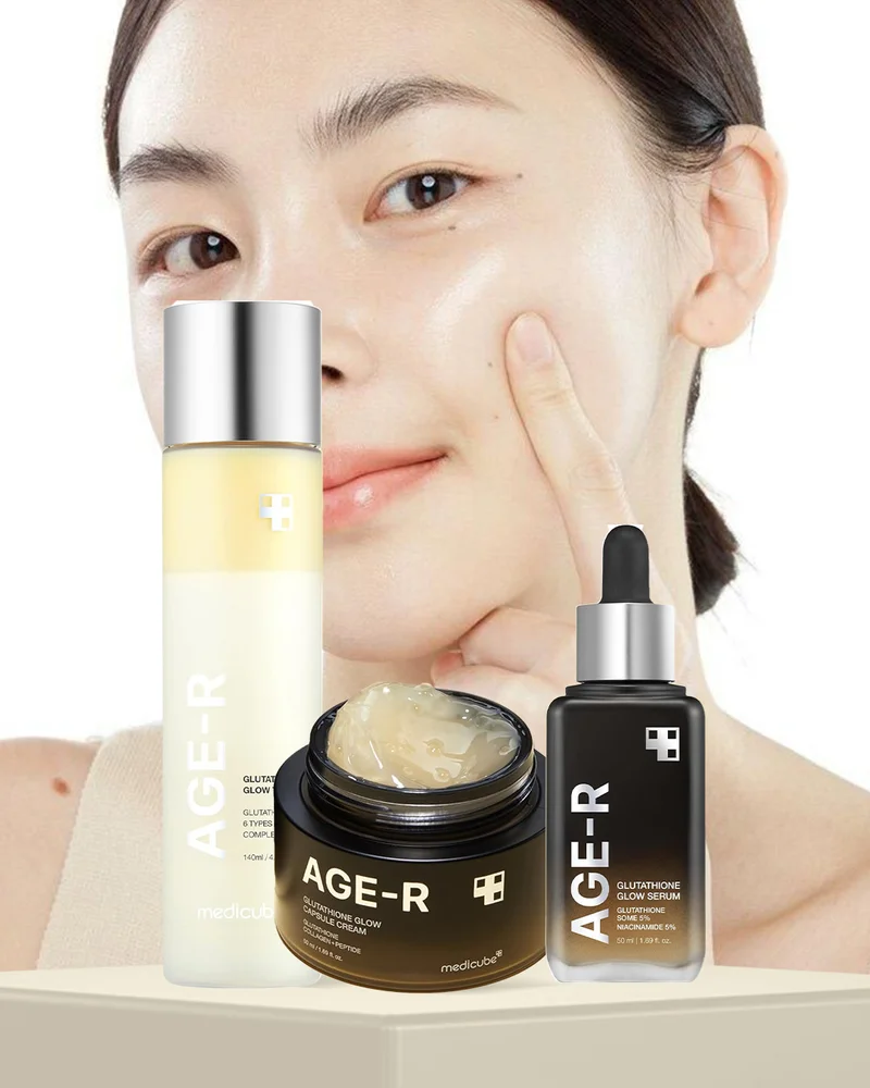 ميديكيوب Medicube COS Ager Glutathione Set – Serum, Toner & Glow Cream – Brightening & Firming Care