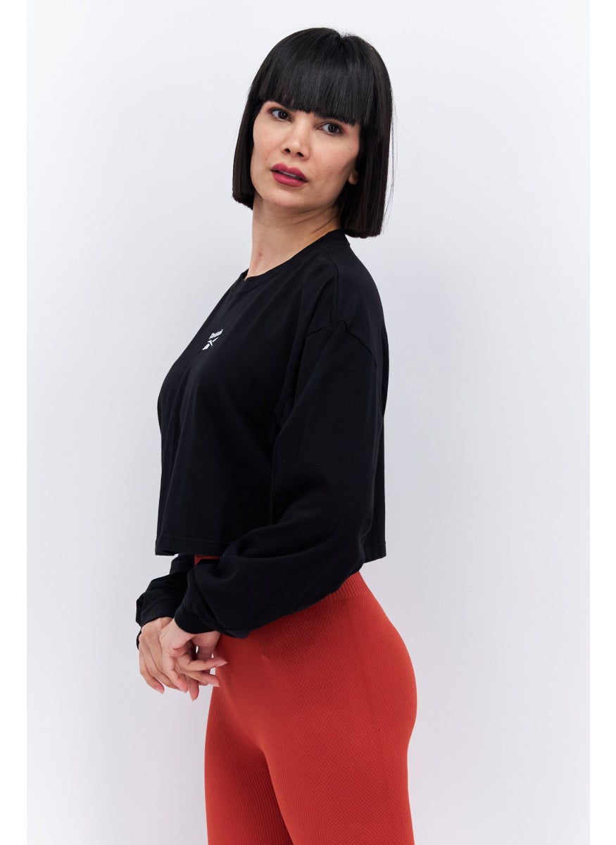 Reebok Women Sportswear Fit Long Sleeve Outdoor Crop Top, Black  - Image 3