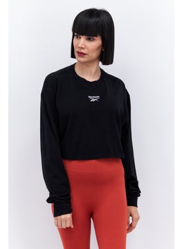 Reebok Women Sportswear Fit Long Sleeve Outdoor Crop Top, Black  - Image 1