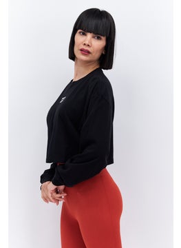 Reebok Women Sportswear Fit Long Sleeve Outdoor Crop Top, Black  - Image 3
