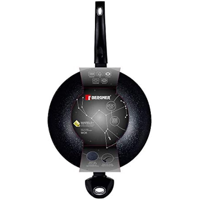 BERGNER Orion Wok With Induction Bottom 30 Cm Marble Coating Forged Aluminium Grey Colour Bg30066Gy Large - Image 4