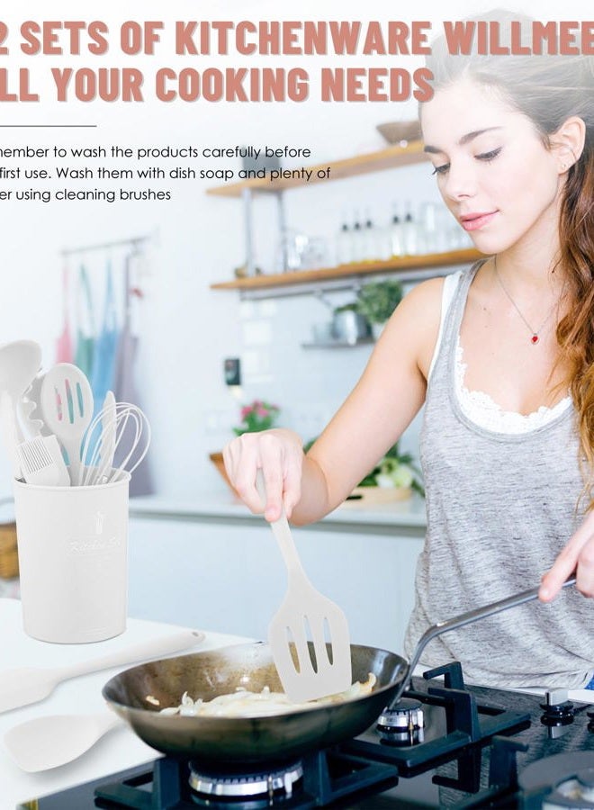 Pranski Kitchen Utensils Set-12 Pieces Silicone Cooking Utensils Set (Dishwasher Safe) 392°F Heat Resistant Spatula Set,Kitchen Utensil Set for Nonstick Cookware,Best Kitchen Tools with Holder - Image 4