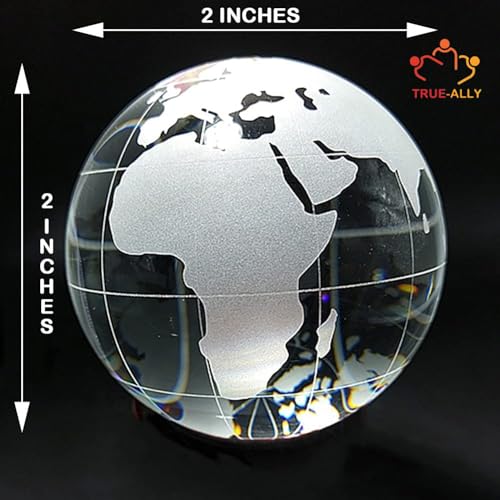 True-Ally Globe Shaped Crystal Glass Paperweight | Clear, Smooth, and Durable | Office Desk Decor - 150gm - (2 Inch) - Image 2