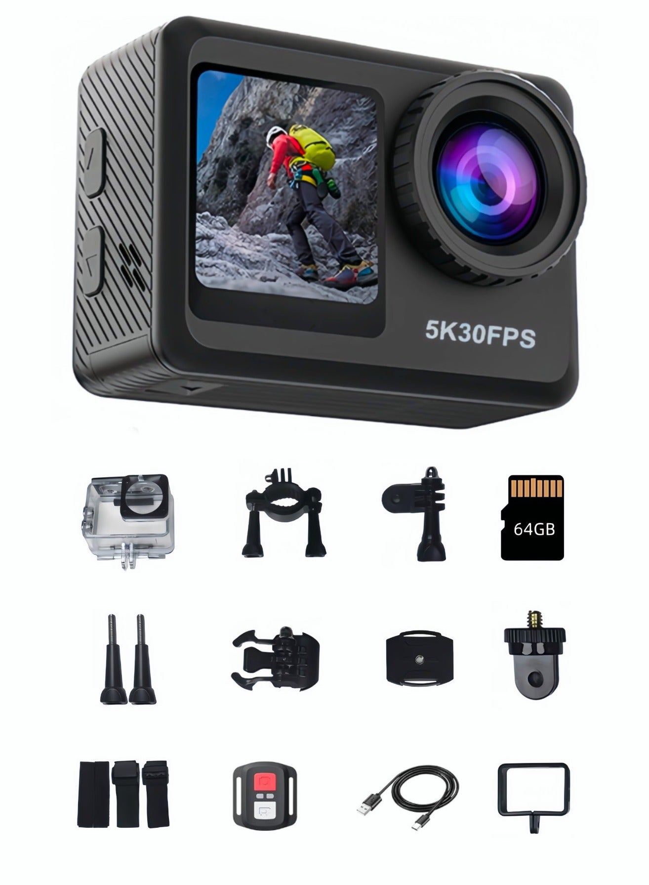 أرابست أرابست كاميرا أكشن حقيقية 5K فائقة الدقة 64 جيجابايت