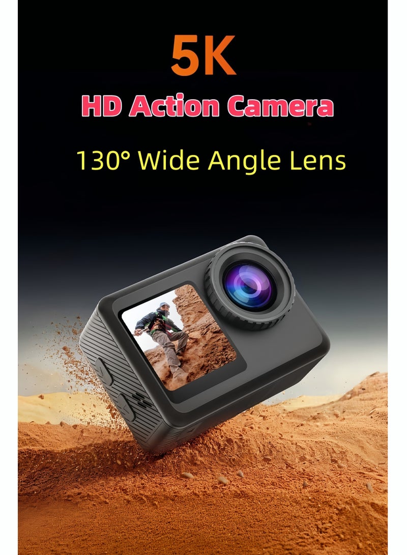 Arabest True 5K Ultra HD Action Camera, WIFI, Remote Control, 64GB Card, Dual Color Screens, Dual Batteies,  Anti-Shake for Cycling  Waterproof for Diving - Image 4