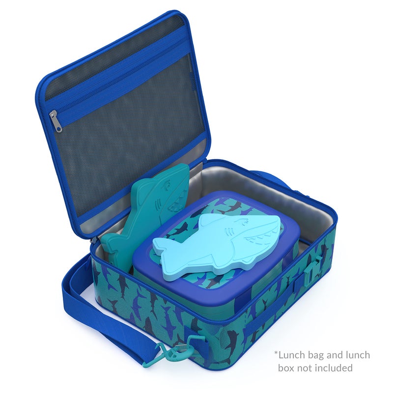 Bentgo Buddies Reusable Ice Packs - Slim Ice Packs for Lunch Boxes, Lunch Bags, and Coolers - Multicolored 4 Pack (Shark) - Image 3