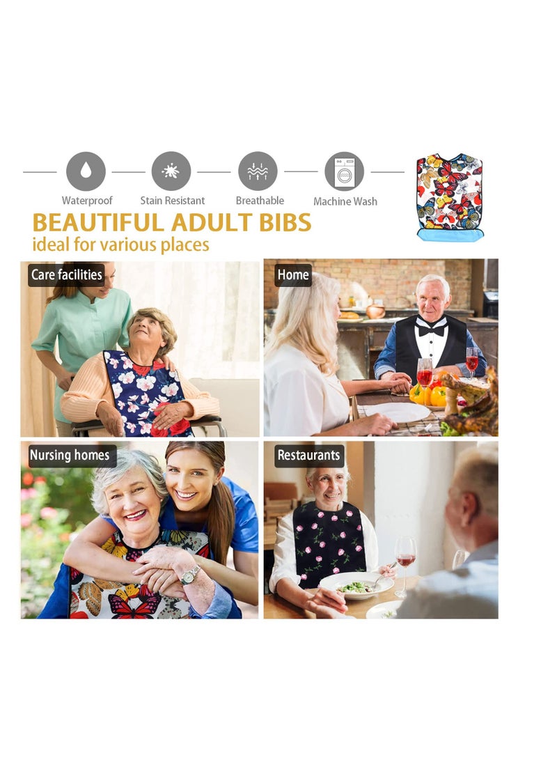 SOLARAE Waterproof Washable Adult Bibs for Elderly Women, Reusable Large Adult Bibs for Eating with Snaps, Feeding Bibs for Adults Senior Citizens with Crumb Catcher, Designed for Comfort and Convenience - Image 3