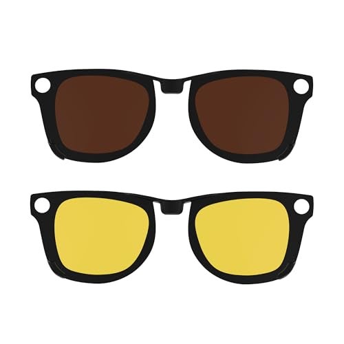 HIBLOKS 2Pcs Polarized Clip for Ray-Ban Meta Wayfarer RW4008 Smart Glasses (Size L 53-22), Discoloration Clips Compatible with Ray-Ban Meta Wayfarer Protect Your Eyes, Cool and Fashion (Yellow+ Brown) - Image 1