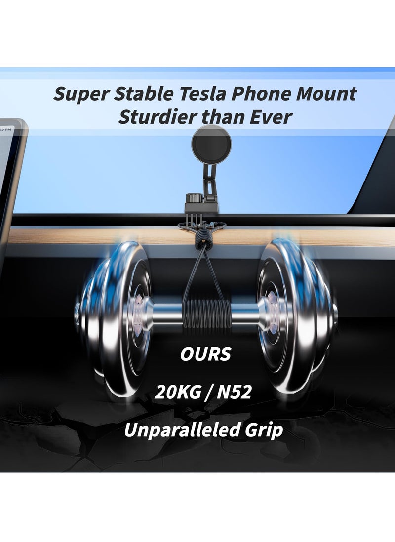Excefore - Phone Holder for Tesla Model - Stable Metal Mount for Model 3 & Model Y, 360° Rotation, Universal Fit for iPhone 12-15 MagSafe, N52 Magnets - Image 1