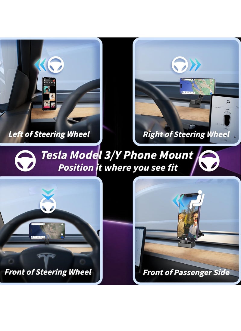 Excefore - Phone Holder for Tesla Model - Stable Metal Mount for Model 3 & Model Y, 360° Rotation, Universal Fit for iPhone 12-15 MagSafe, N52 Magnets - Image 1