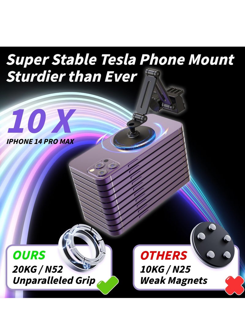 Excefore - Phone Holder for Tesla Model - Stable Metal Mount for Model 3 & Model Y, 360° Rotation, Universal Fit for iPhone 12-15 MagSafe, N52 Magnets - Image 1