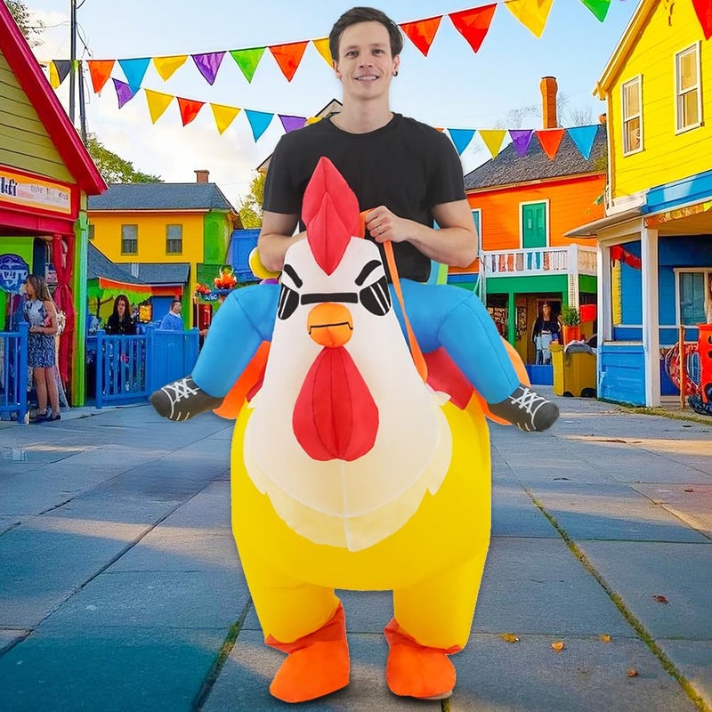 KOOY Inflatable Costume Adult, Chicken Costume, Inflatable Costumes Women Men, Ride On Rooster Costume, Fancy Funny Chicken Costumes Blow up Costumes - Image 3