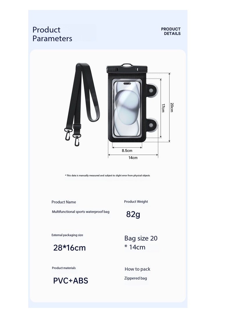 CityRiya-Long 2Pcs Waterproof Phone Pouch Set with 2 Strong Suction Cups - Touch-Sensitive Underwater Dry Bag, IPX8 Certified Universal Phone Case with Adsorption Design for Phones up to 7.2'' - Ideal for Swimming, Diving, Beach & Water Sports - Leak-Proof, Shockproof & Easy Installation（YS22-White）  - Image 2