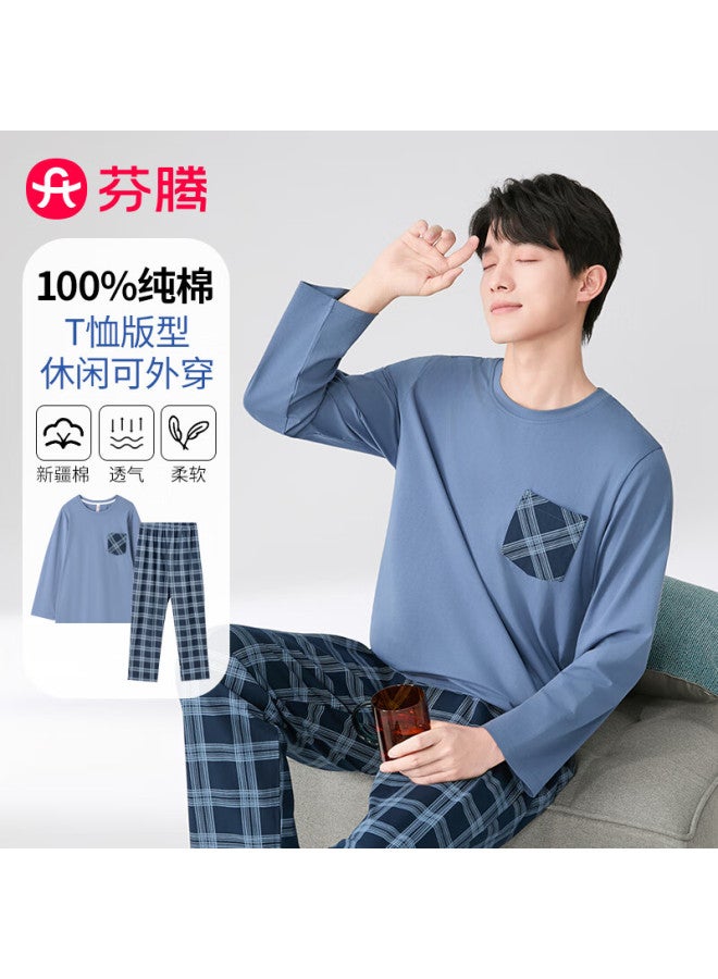 Fenton Fenteng Men's Pajamas, 100% Pure Cotton, Autumn New Arrival, Classic Plaid British Style Long-sleeve Men's Loungewear - Image 1