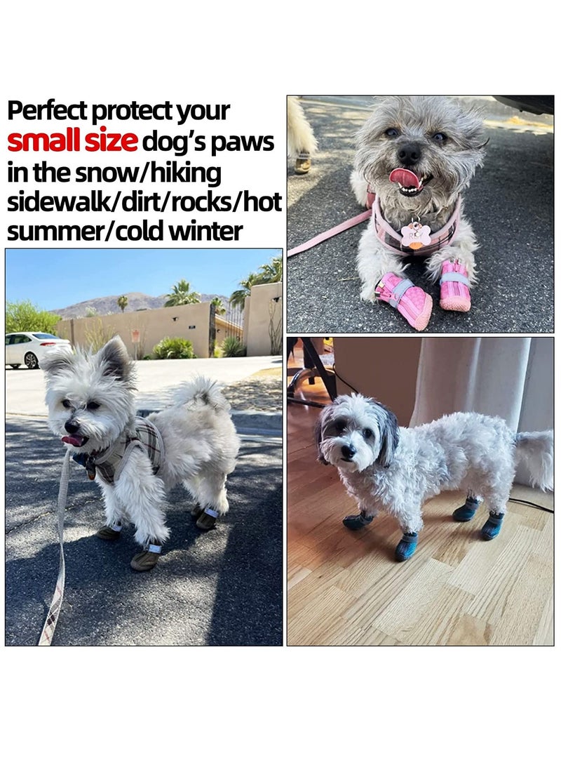 SYOSI Dog Shoes 4 Pcs Size 2 Anti Slip Breathable Waterproof Dog Booties Boot Paw Protector for Small Dog Dog Hiking Shoes with Reflective Adjustable Strap Zipper Puppy Shoe for Hot Pavement Winter Snow - Image 3